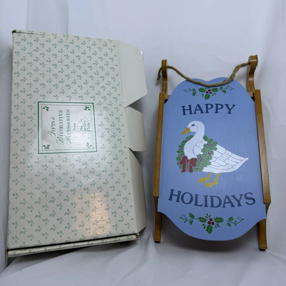 Vtg The‎ Creative Circle Happy Holidays Duck Hanging Shelf Sled